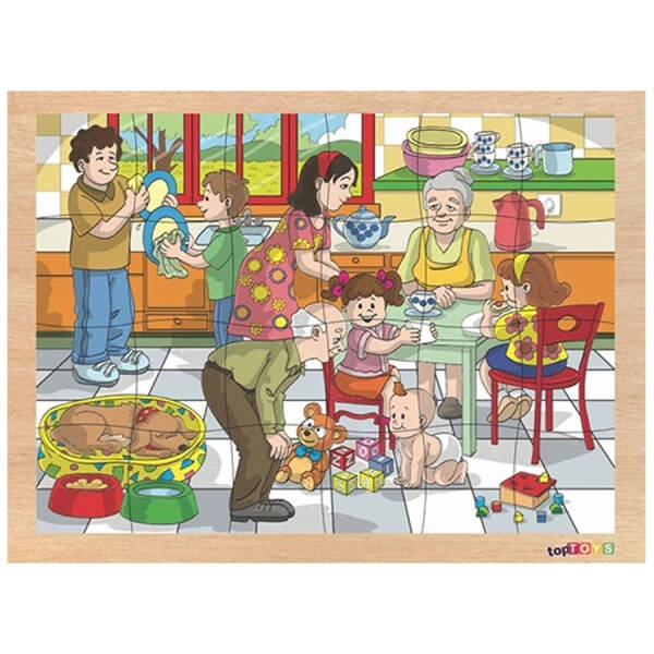 24 Parça Ahşap Puzzle-Ailem - 1