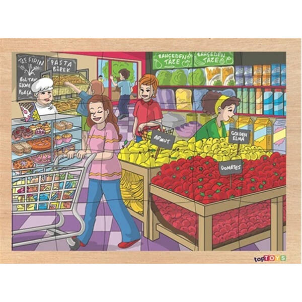 24 Parça Ahşap Puzzle-Alışveriş - 1