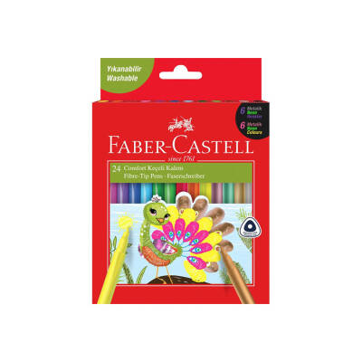 Faber-Castell 24 Renk Keçeli Kalem 6 Neon 6 Metali - 1